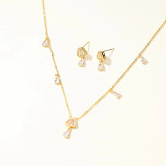 Luxury Refined Charms Elegant Sweet Necklaces for Girls Cute Glamorous Stud Earrings Jewelry Sets for Women Ladies Accessories