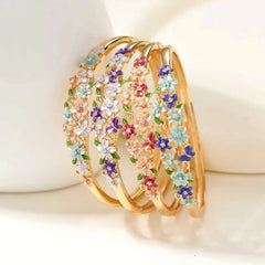 Fashion Trendy Flowers Floral Bold Dainty Bangles for Girls Charms Elegant Vintage Retro Jewelry for Women Ladies Accessories