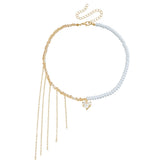 Fashion Tassel Heart Shaped Imitation Pearl Glitter Necklaces for Girls Sweet Elegant Jewelry for Women Ladies Accessories