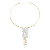 Fashion Flowers Floral Necklaces Choker for Girls Glamorous Dainty Drop Earrings Jewelry Suits Sets for Women Ladies Accessories
