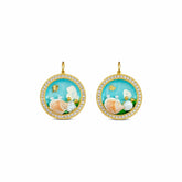 Women Green Shell Flower 18k Gold-plated Zircon Drip Glaze Hand-Painted Graffiti Stud Hoop Earring Low MOQ in Stock for Causal