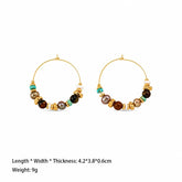 Fashion Tiger Eye Stone Turquoise Freshwater Pearl Shell Hoop Earrings for Girls 18K Gold Jewelry for Women Ladies Wholesale