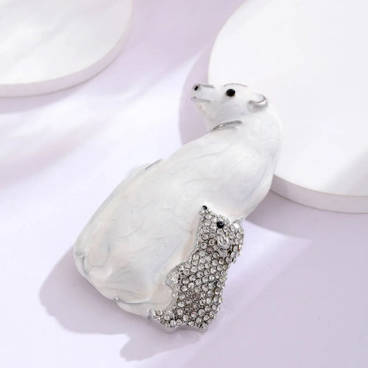 Fashion Cute Animals Polar Bear Brooches for Girls Sweet Stylish Trendy Pins Jewelry for Women Ladies Accessories Wholesale