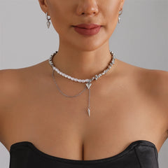 Fashion Trendy Imitation Pearl Beads Mental Necklaces for Girls Elegant Graceful Jewelry for Women Ladies Accessories Wholesale