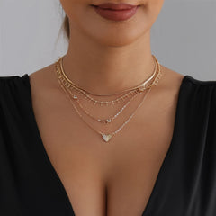 Fashion Heart Shaped Layered Wearing Necklaces for Girls Elegant Stylish Glamorous Charms Jewelry for Women Ladies Accessories