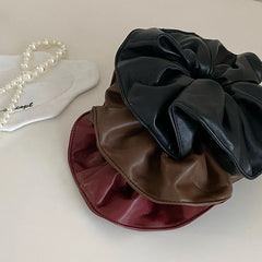 Women Hot Sale Solid Color PU High Elastic Hair Ties Fashion Elegant Vintage Customized Bulk Order in Stock Scrunchies Accessory