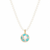 Female Freshwater Pearl Drip Glaze Hand-Painted Natural Stone Zircon Blue Necklace Factory Price in Stock Elegant Jewelry Causal