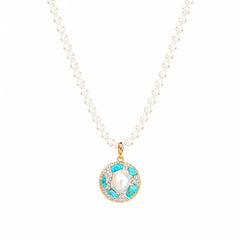 Female Freshwater Pearl Drip Glaze Hand-Painted Natural Stone Zircon Blue Necklace Factory Price in Stock Elegant Jewelry Causal
