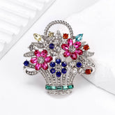 Fashion Glitter Sparking Stylish Rhinestone Brooches for Girls Sweet Flowers Floral Pins Jewelry for Women Ladies Accessories