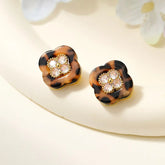 Fashion Trendy Leopard Bowknot Stud Earrings for Girls Elegant Vintage Retro Sweet Jewelry for Women Ladies Accessories Chic