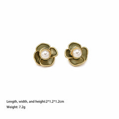 Fashion Vintage Luxury Flower Pearl Stud Earrings for Girls Sweet Jewelry for Women Ladies Wholesale Bulk China Manufacturer