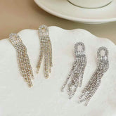 Women Irregular Shape Tassel Design Imitation Pearl Decorative Drop Earring Fashion Glitter Sequined Bulk Jewelry Accessories