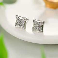 Female Hot Sale Butterfly Square Circle Shape Small Stud Earring Fashion Glitter Trendy Bulk Order Jewelry Accessories for Daily