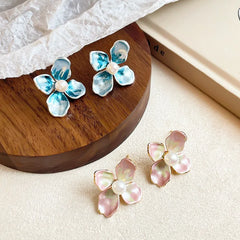 Fashion S925 Silver Freshwater Pearl Flower Stud Earrings for Girls Elegant Copper 18K Gold Plated Jewelry for Women Ladies