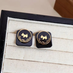 Ladies Dog Print Amber Decorative Small Mini Stud Earring Sex Elegant Fashion Chic Bulk Jewelry Accessories for Women Street