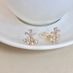 Women Hot Sale Imitation Pearl Mini Clip-on Earring Fashion Elegant Graceful Sparking Charms Luxurious Wholesale Daily Jewelry