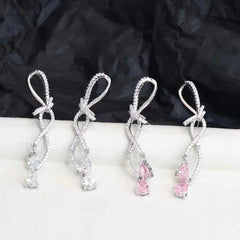Female Bow Imitation Pearl Rhinestone Drop Earring Fashion Graceful Elegant Charms Wholesale Jewelry Accessories for Causal Use