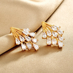 Super Fairy Firework Stud Earrings Water Drop Glitter Zircon Earrings Fashionable Stylish Light Luxury Ear Jewelry Accessories