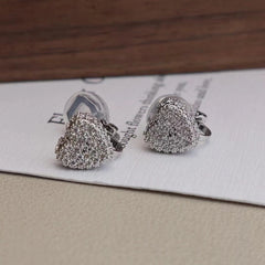 Ladies Heart Shape Imitation Pearl Small Clip-on Earring Fashion Glitter Affordable Wholesale High Quality Jewelry Accessories