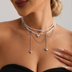 Fashion Sweet Cute Heart Shaped Necklaces for Girls Dainty Fine Princess Style Jewellry for Women Ladies Accessories Wholesale