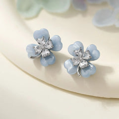 Sweet Trendy Fashion Elegant Flower Floral Stud Earrings for Girls Charms Glamorous Jewelry for Women Ladies Accessories Chic