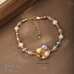 Fashion Freshwater Pearl Glass Crystal Flower Bracelets for Girls Trendy Jewelry for Women Ladies Wholesale China Factory