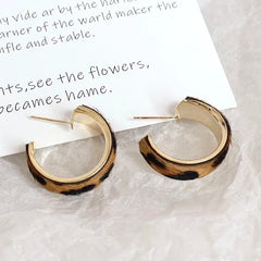 Fashion Lropard Print Autumn Winter Trendy Hoop Earrings for Girls ELegant Simple Jewelry for Women Ladies Accessories Chic