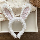 Women Pink White Rabbit Ear Large Hairbands Sweet Fashion Chic Fluffy Wholesale in Stock Headbands Accessories for Female Daily