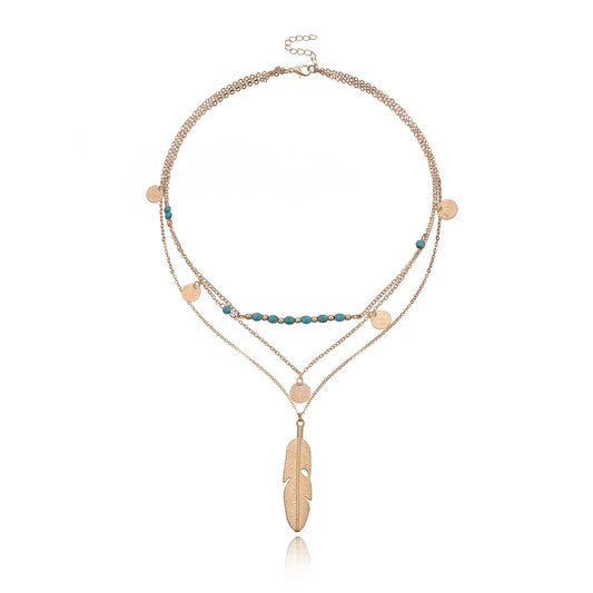 Fashion Popular Sweet Leafs Trendy Layered Wearing Necklaces for Girls Sweater Chains for Women Ladies Jewelry Accessories