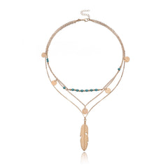 Fashion Popular Sweet Leafs Trendy Layered Wearing Necklaces for Girls Sweater Chains for Women Ladies Jewelry Accessories