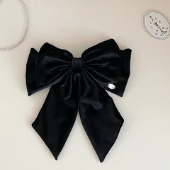 Women Black Velvet Large Bowknot Barrette Clips Fashion Elegant Graceful Customized Bulk in Stock Causal Hair Clips Accessories