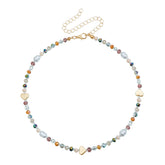 Fashion Colorful Beads Heart Shaped Sweet Cute Necklaces for Girls Trendy Art Deco Jewelry for Women Ladies Accessories Chic