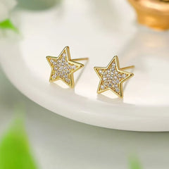 Female Star Bow Shape Hot Sale Small Stud Earring Trendy Fashion Glitter Simple Bulk Jewelry Accessories for Women Daily Causal