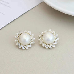 Elegant Sweet Simple Minimalistic Imitation Pearl Stud Earrings for Girls Trendy Fashion Classic Jewellry for Women Ladies