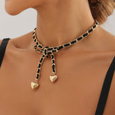 Fashion Heart Shape Bowknot Necklaces for Girls Sweet Cute Glamorous ChokerJewellry for Women Ladies Accessories Wholesale