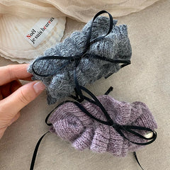 Fashion Ribbon Bowknot Solid Color Winter Hair Clips for Girls Trendy Elegant Banana Clips for Women Ladies Hair Accessories