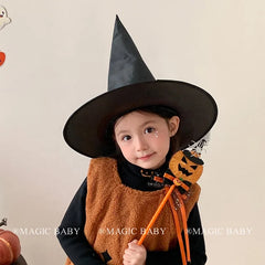 Halloween Witch Hat Pumpkin Bow Rose Elegant Gothic Headwear for Baby Girls Spooky Party Costume Accessories Vintage Style Decor