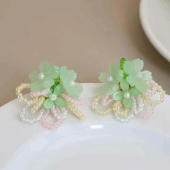 Sweet Kawaii Cute Flowers Floral Stud Earrings for Girls Elegant Designer Art Deco Jewellry for Women Ladies Accessories Charms