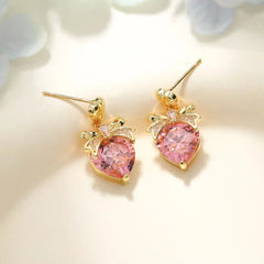 Trendy Elegant Rhinestone Fashion Drop Earrings for Girls Flowers Floral Dainty Jewellry for Women Ladies Accessories Wholesale