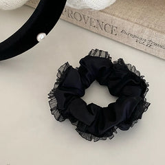 Simple Lace Elegant Solid Color Scrunchies for Girls Elegant French Style Hair Ties for Women Ladies Hair Accessories Chic