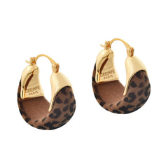 Female Vintage Hoop Earrings Leopard Print Red Ear Earrings Niche Design Unique Fashion High-end Earrings Autumn Winter Jewelry