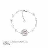Fashion Cubic Zirconia Copper White K Plated Flower Bracelets for Girls Pearl Jewelry for Women Ladies Wholesale Bulk Sweet