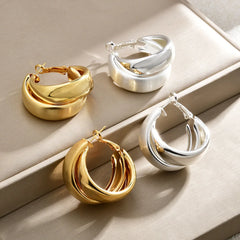 Fashion Women's Hoop Earrings Geometric Circle Retro Style Cross Wide Earrings Elegant Luxury Simple Chic Earrings Wholesale