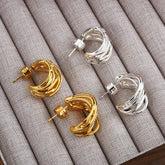 Niche Personality Irregular Earring Stud Winding Line Metal Style Hoop Earrings Luxury Simple Mimimalist Fashion Earrings Women