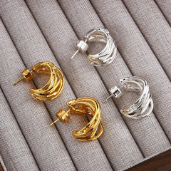 Niche Personality Irregular Earring Stud Winding Line Metal Style Hoop Earrings Luxury Simple Mimimalist Fashion Earrings Women