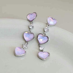 Female Heart Shape Long Drop Earring Fashion Chic Sweet Charms Luxurious Bulk Order Jewelry Accessories for Women Daily Causal