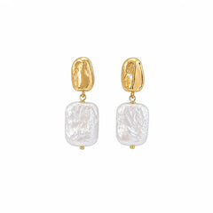 Fashion Baroque Freshwater Pearl Copper 18k Gold Drop Earrings for Girls Vintage Elegant Jewelry for Women Ladies Wholesale