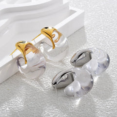 Transparent Geometric Earrings Curved Hook Resin Ear Studs Statement Chunky Light Luxury European American Accessories Wholesale