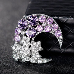 Fashion Glitter Rhinestone Sparking Brooches for Girls Sweet Moon Elegant Pins Jewelry for Women Ladies Accessories Wholesale