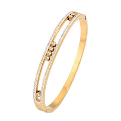 Female Fashion Glitter Zircon Bangles for Girls Sweet Hollowed Bracelets Elegant Trendy Jewelry for Women Accessories Wholesale